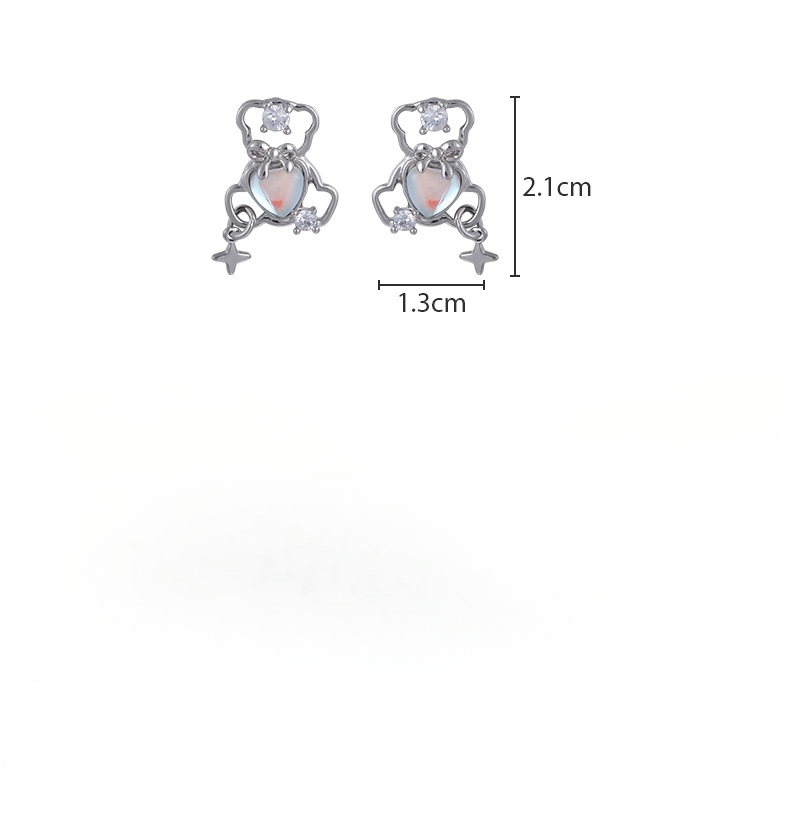 ต่างหูหมีโพรงซิร์คอนสีสันสดใส