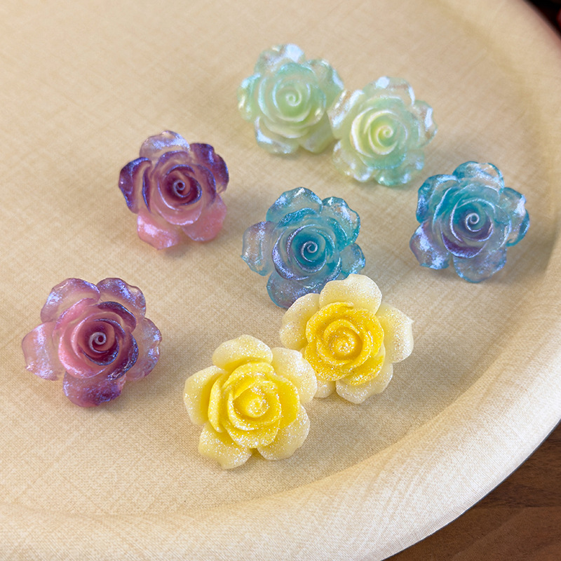 그라데이션 카멜리아 플라워 귀걸이