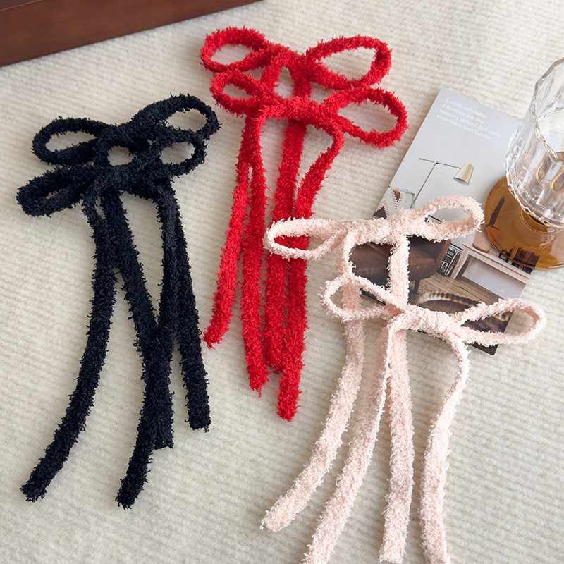 Plush Bow Hair Clips