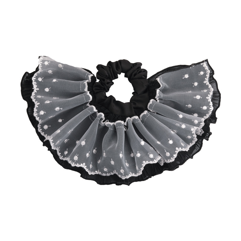Gumka Do Włosów z Koronką w Kropki i Falbankami