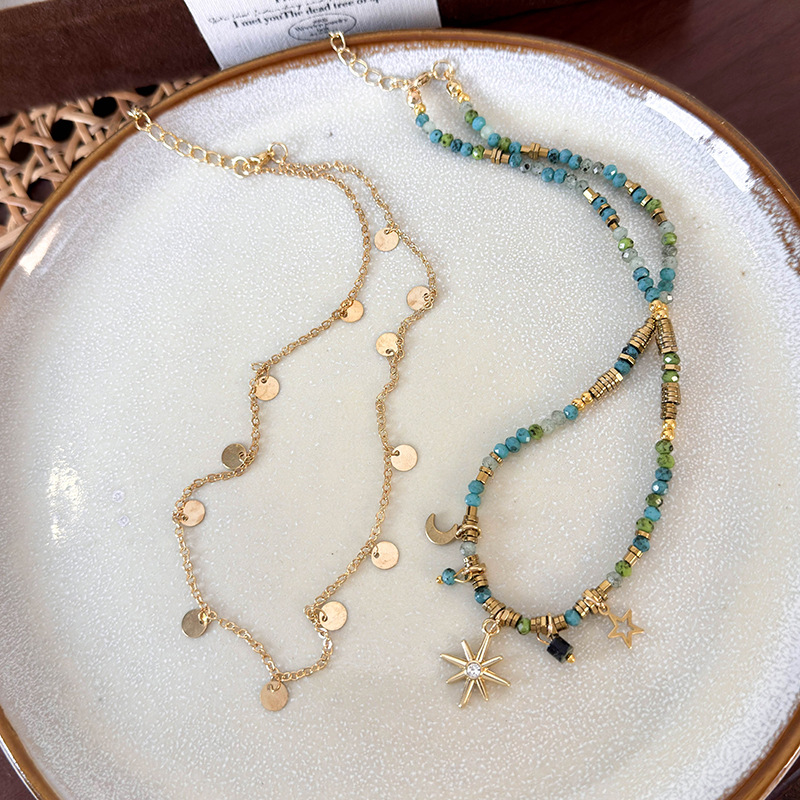 สร้อยคอโบฮีเมียนดอกทานตะวันเรขาคณิต