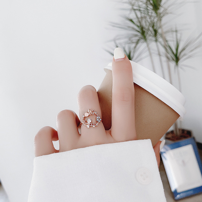 Floral Heart Open Ring