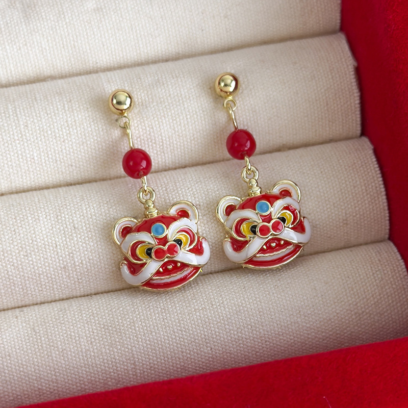 Lion Dance Pearl Earrings