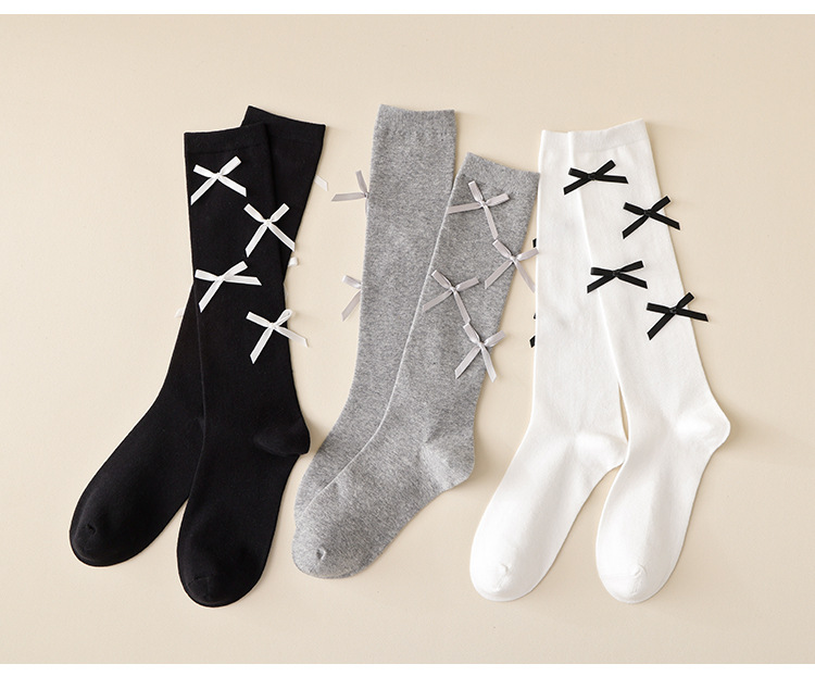 Meias de algodão com laço