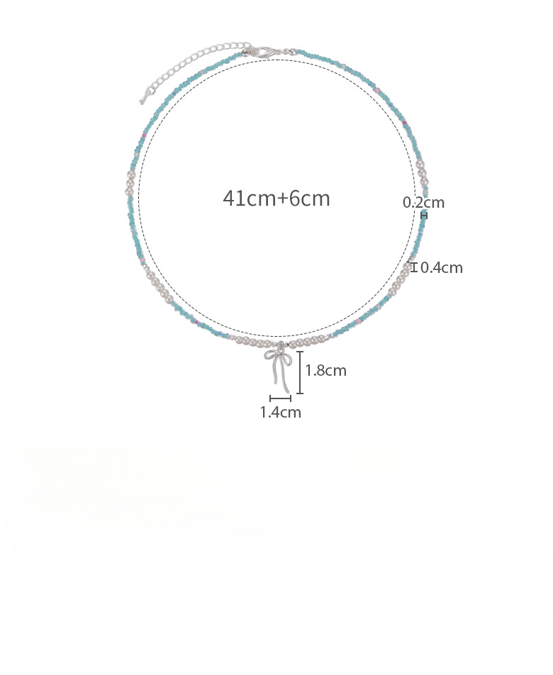 블루 비즈 보우 초커