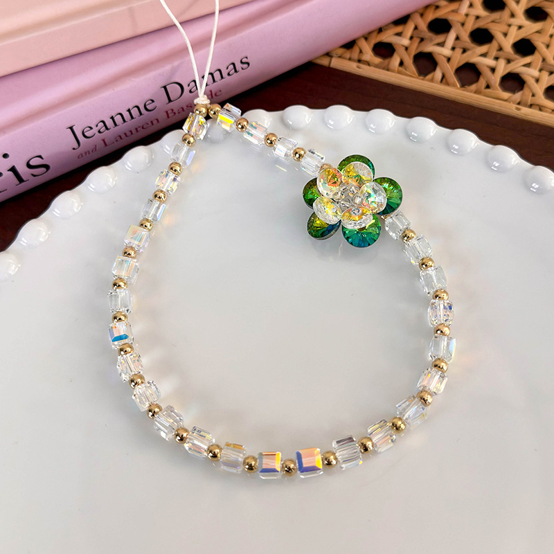 سوار هاتف مع زهرة خرز زجاجي