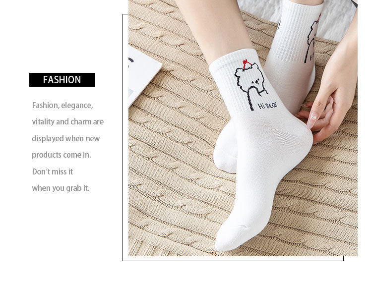 Meias Meia Canela Urso Cartoon