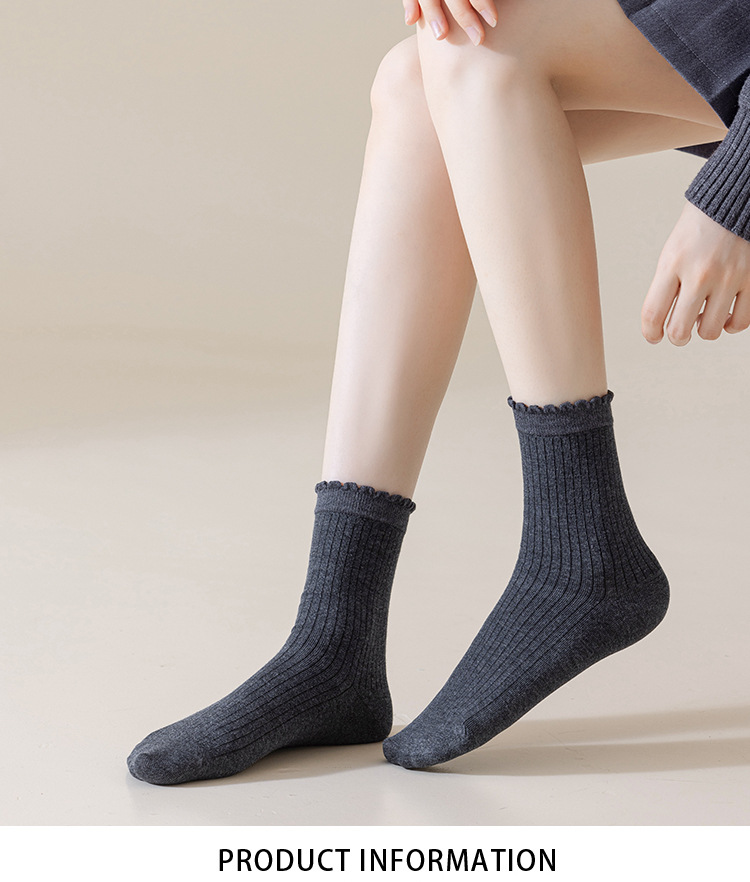 Meias Tombadas com Borda Folhos para Mulher