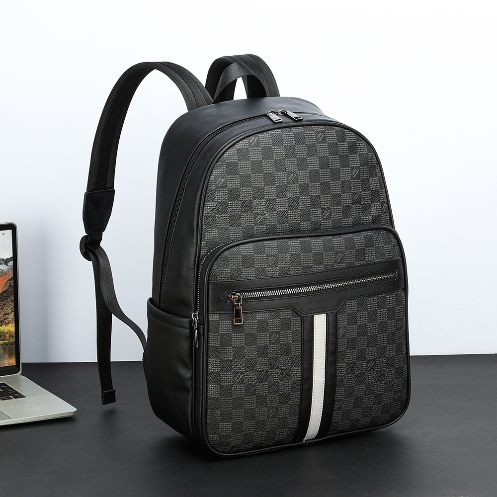 Чоловічий рюкзак у стилі шкіри з шаховою клітинкою