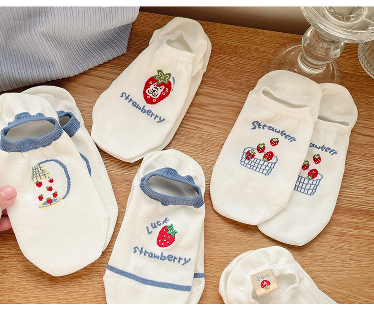 과일 패턴 여성용 발목 양말