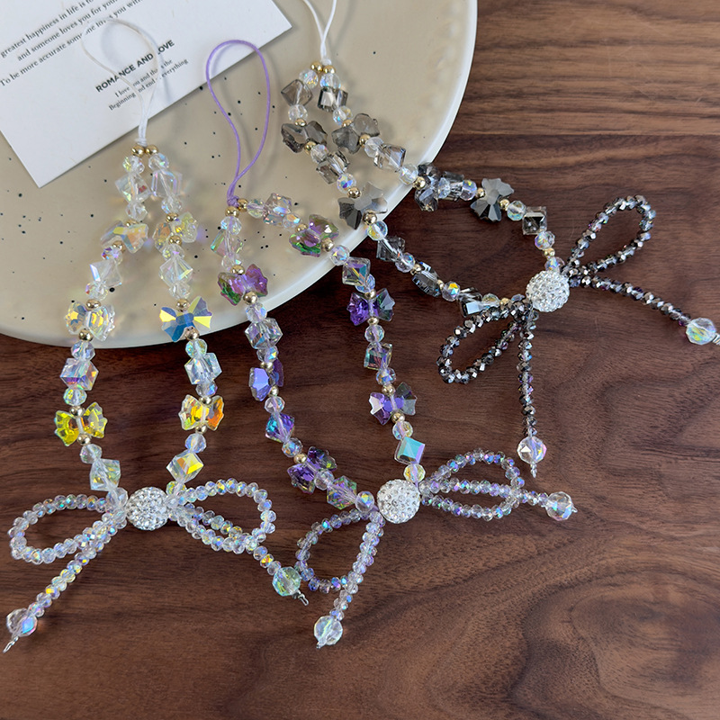 Crystal Bow Beaded Phone Strap