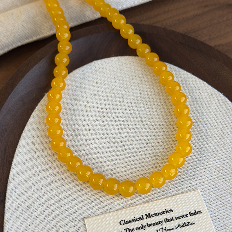 Жовте Склоподібне Намисто Вінтаж