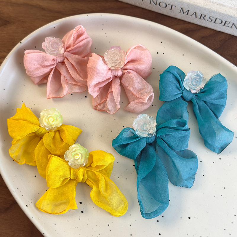 أقراط شيفون ربطة ووردة