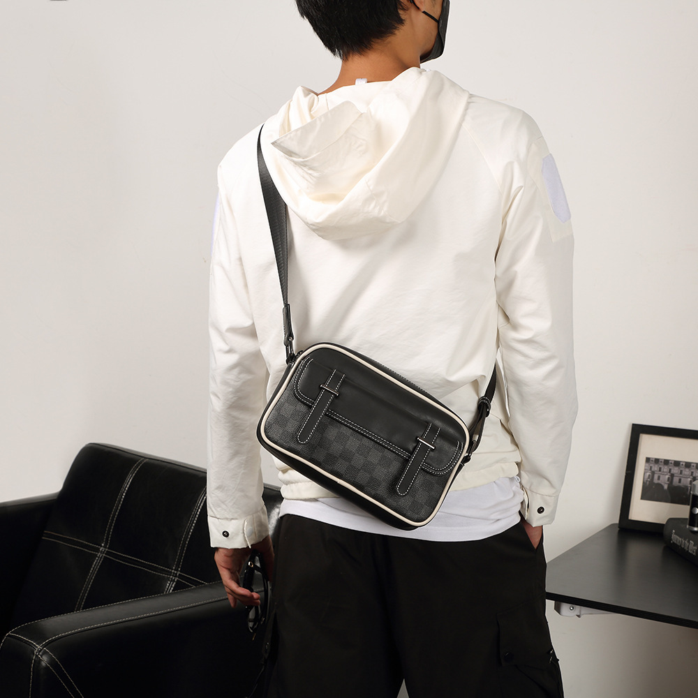 Heren Schoudertas met Ruitpatroon