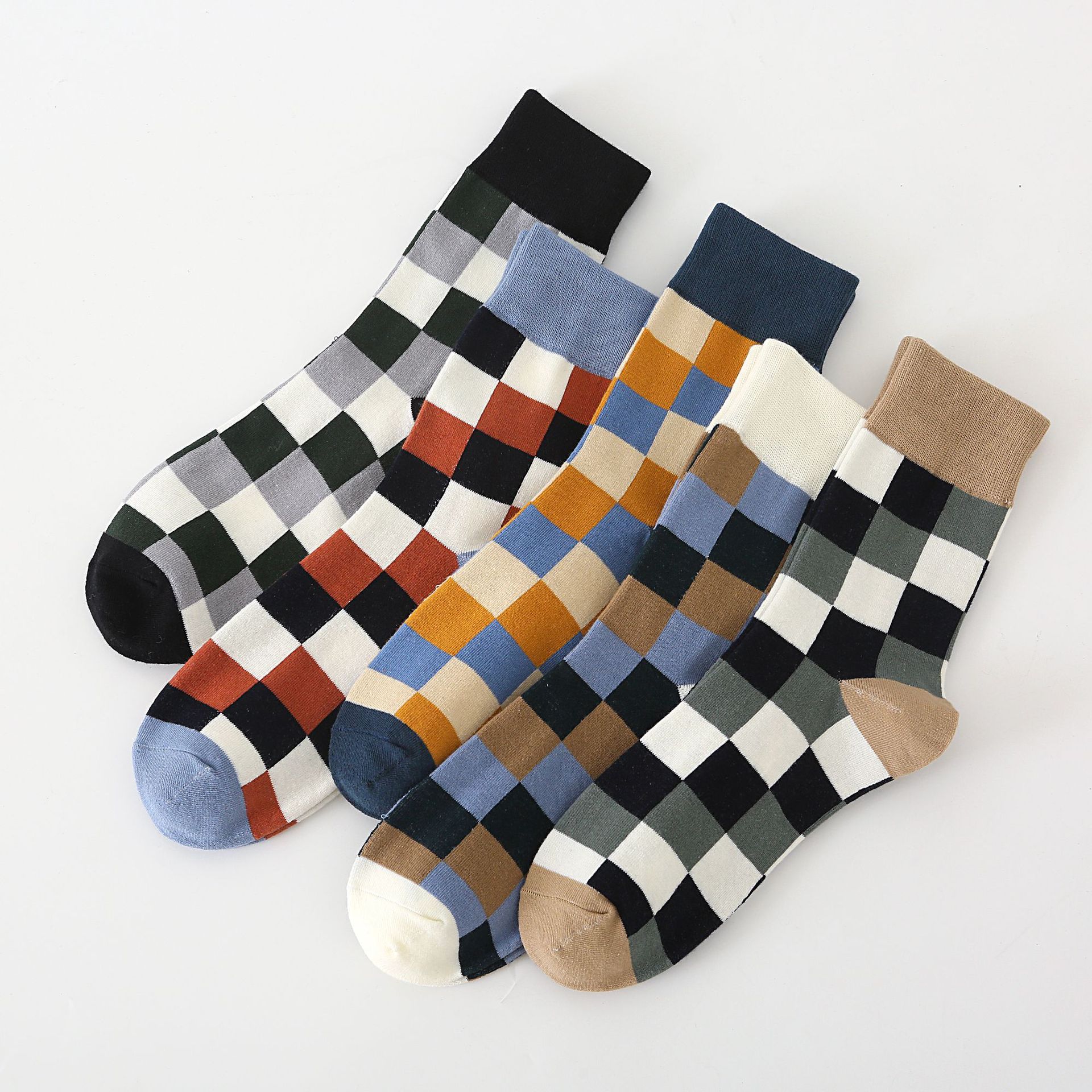 Pánské Casual Podkolenky s Kostkovaným Vzorem
