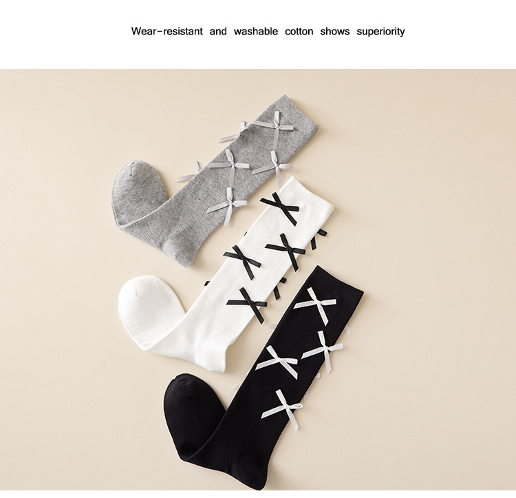 Meias de algodão com laço