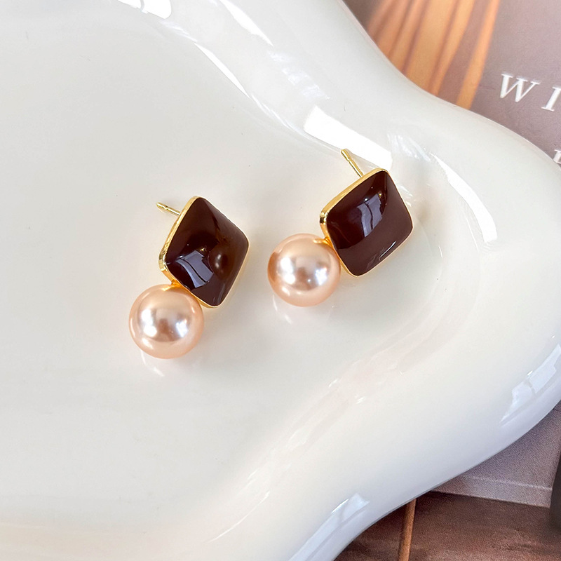스퀘어 펄 드롭 귀걸이