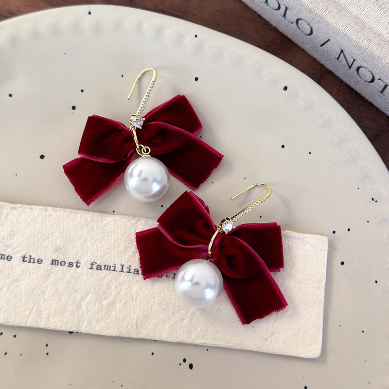 블랙 보우 펄 귀걸이