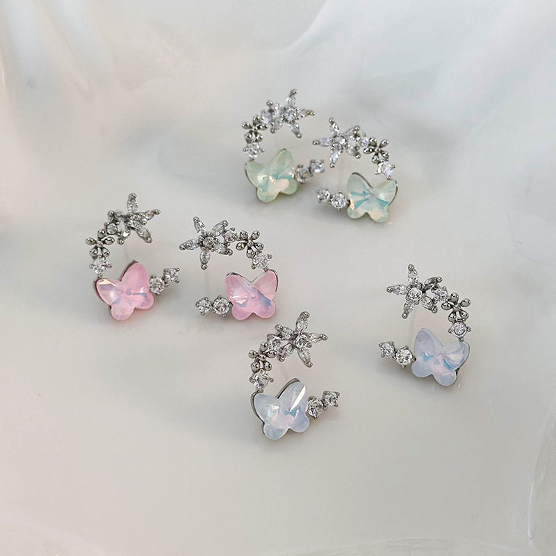 Boucles d'Oreille Papillon Florales