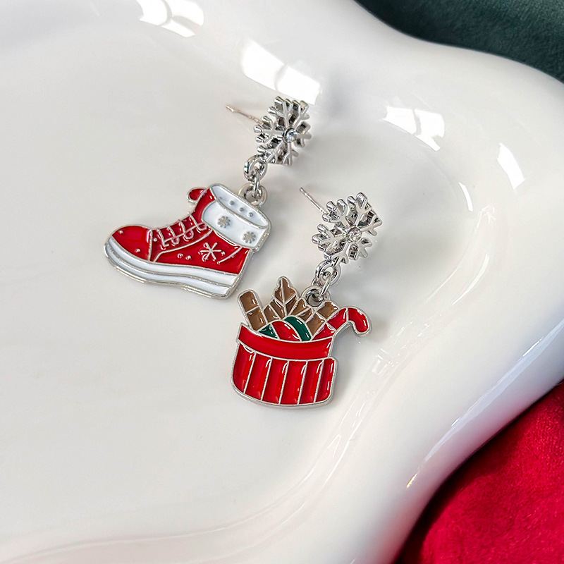 ต่างหูคริสต์มาสเงินเคลือบ