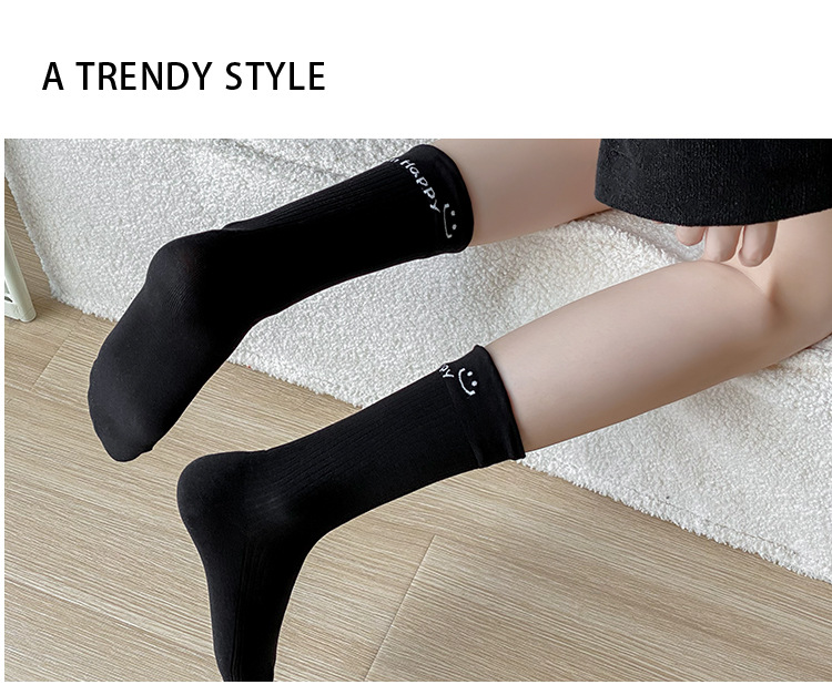 Meias Canelado Preto e Branco