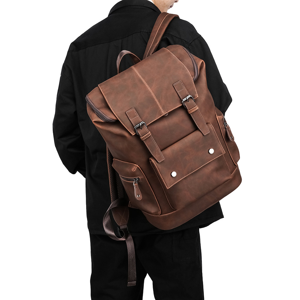 남성 비닐 PU 가죽 노트북 백팩