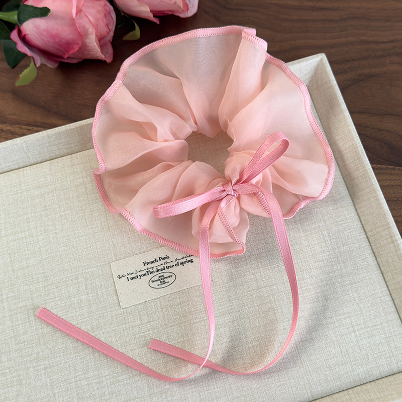 Gumki do Włosów Scrunchie z Siatką i Wstążką