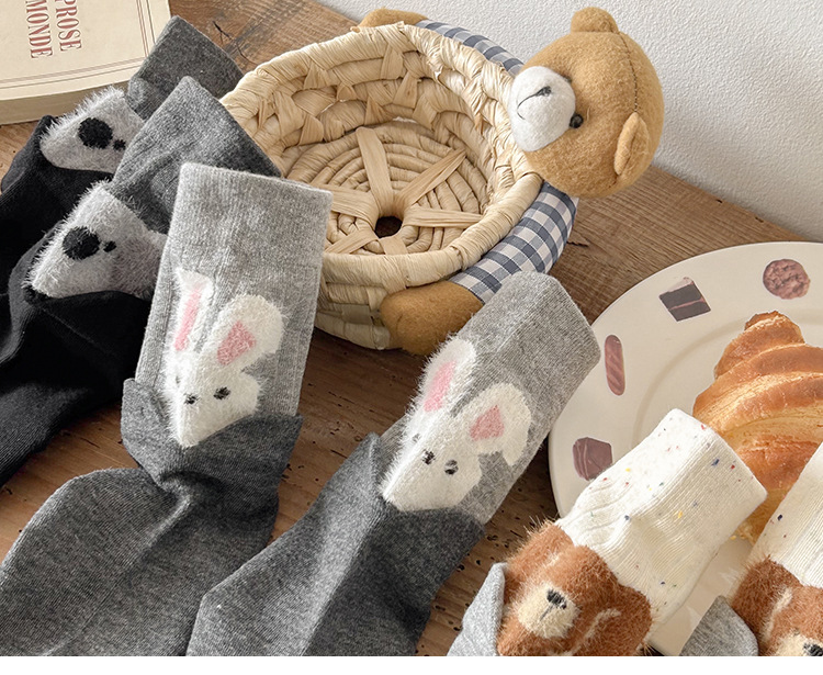 Meias Meia-Canela Mulher Flockada Desenho Animado