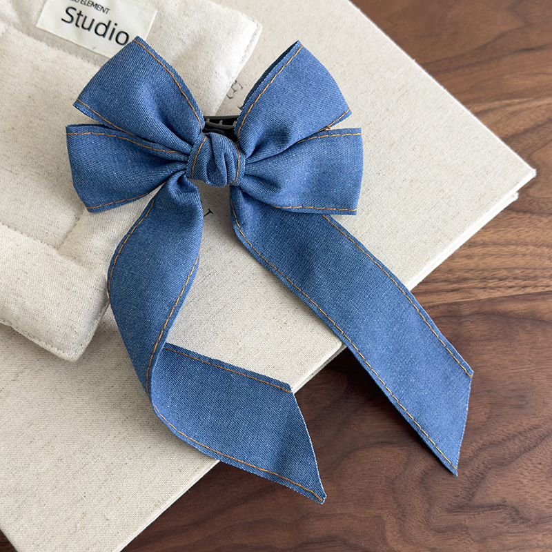 デニムボウリボンヘアクリップ