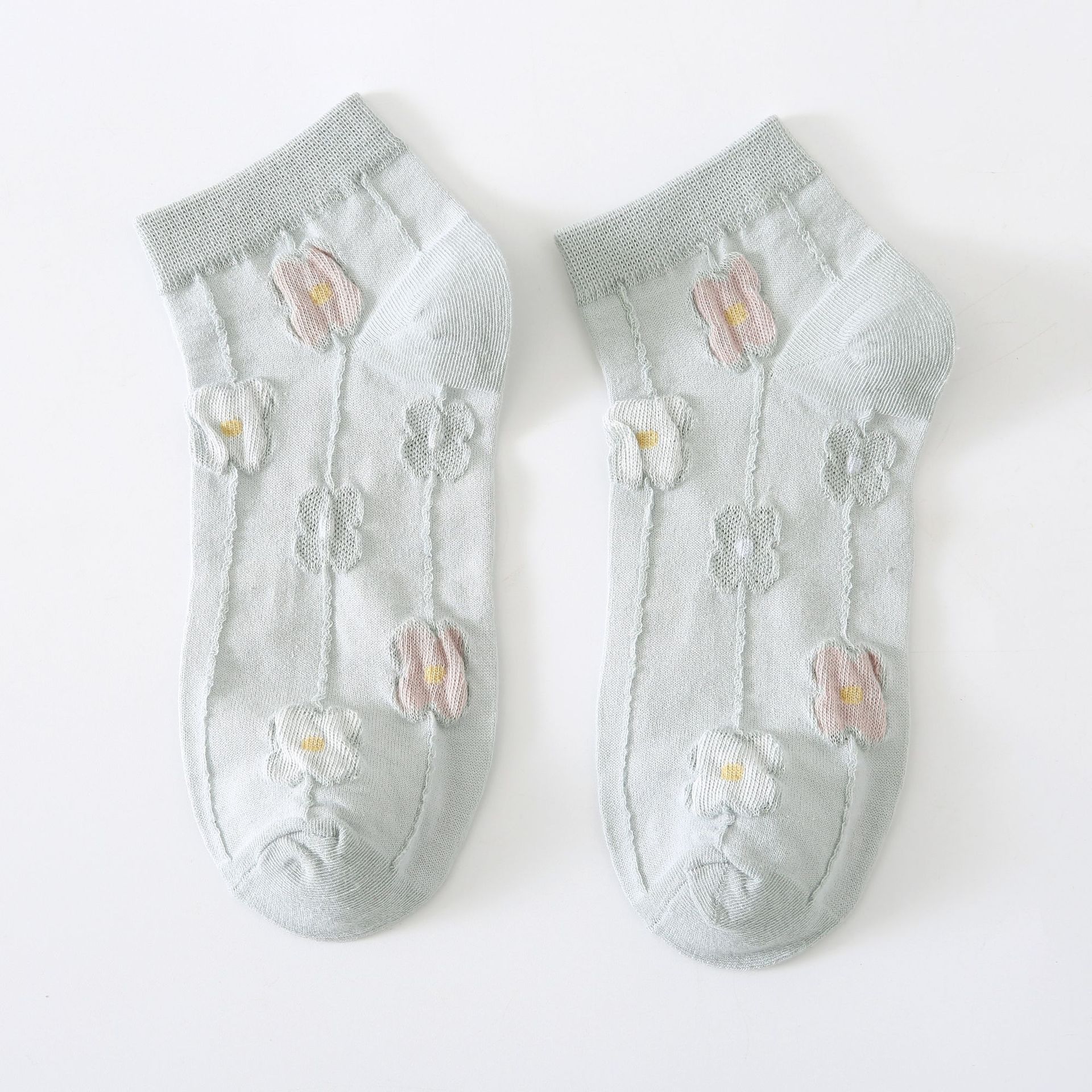 Kaus Kaki No-Show Wanita Motif Bunga