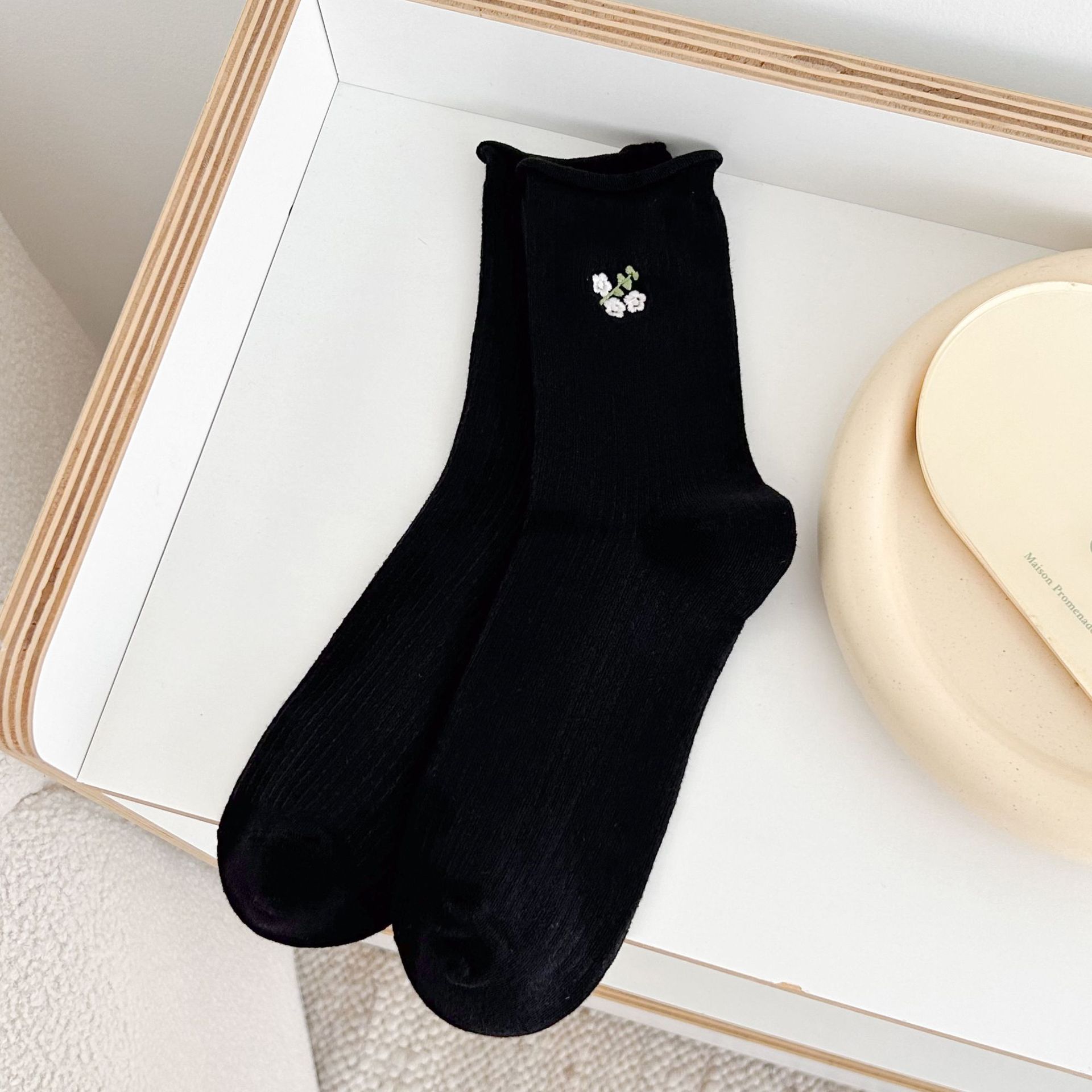 Meias Femininas Bordadas Florais