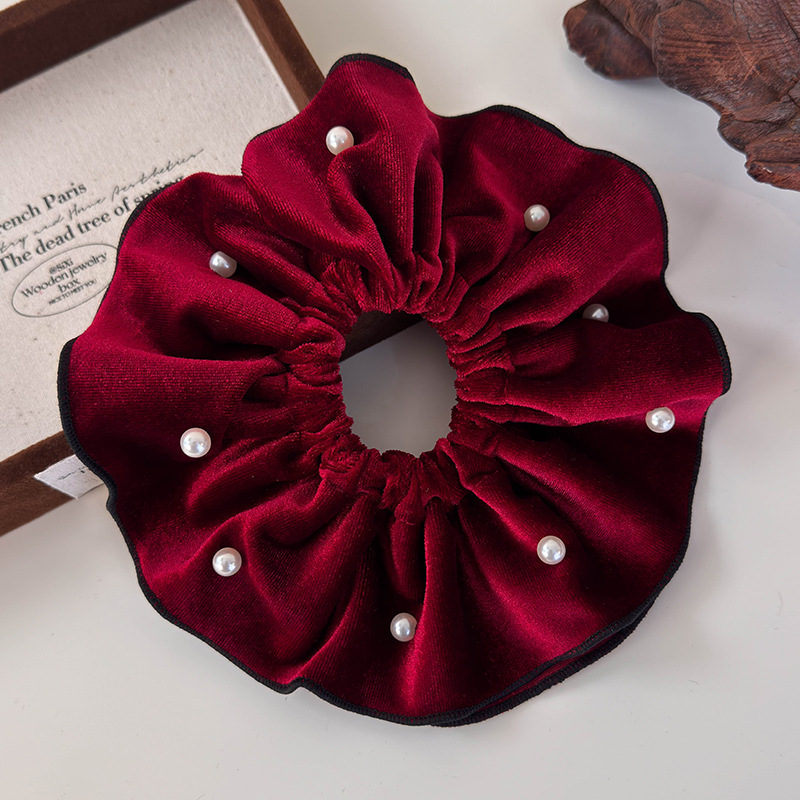 Vintage Sammets Hårsnodd Med Pärlor Stor Storlek