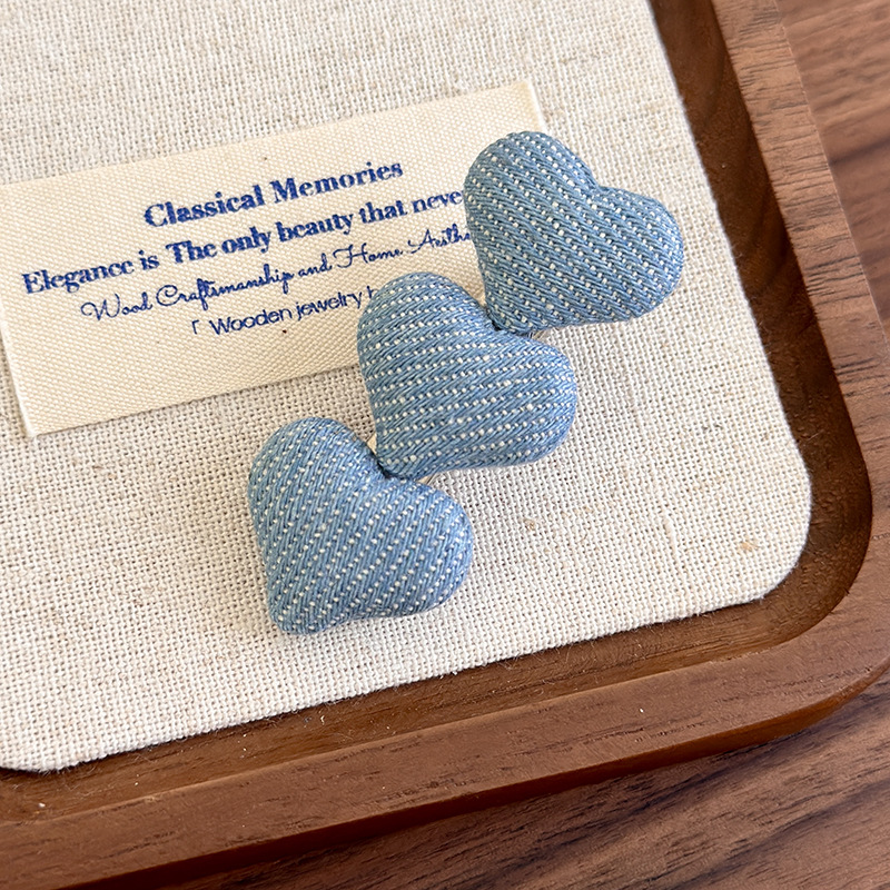 Agraf de Păr cu Inimă Denim Albastru