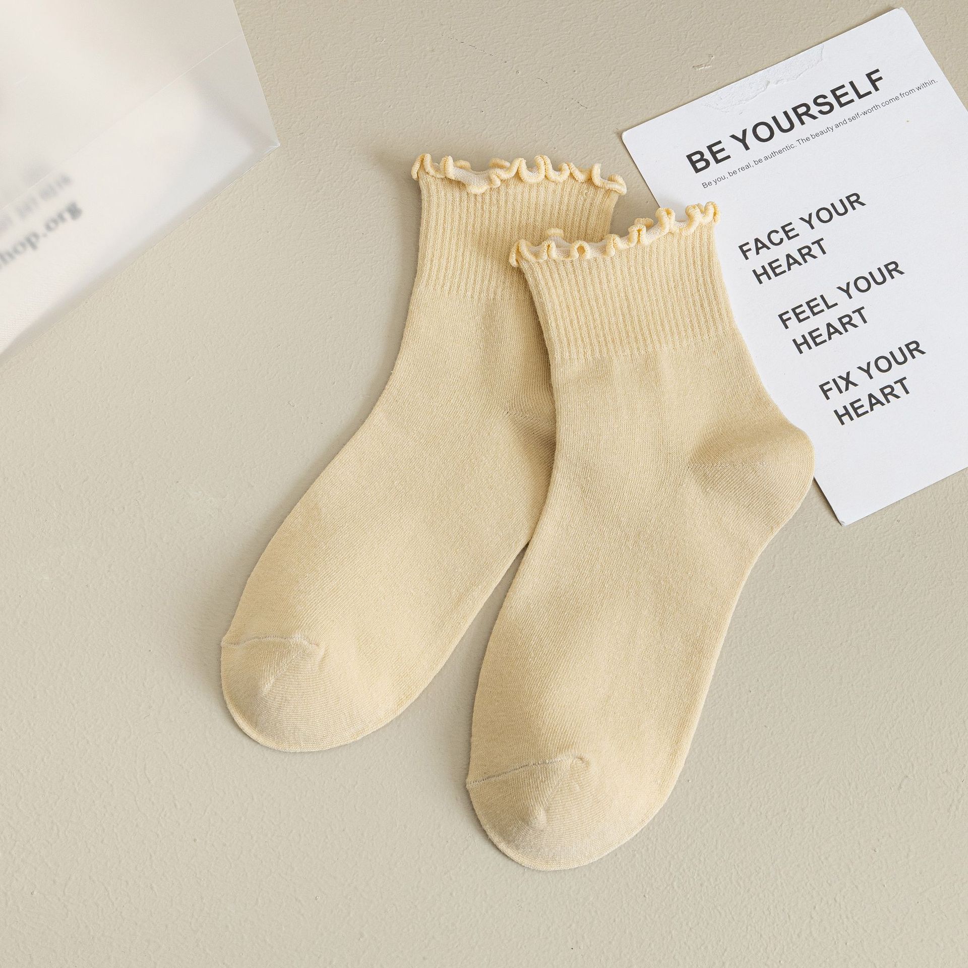 ถุงเท้ายาวครึ่งน่องผ้าฝ้ายสำหรับผู้หญิง