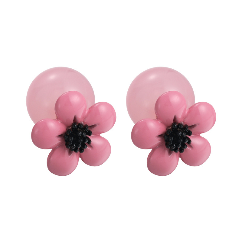 체리 블라썸 레진 플라워 펄 귀걸이