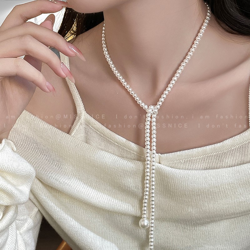 Dlouhý Vrstvený Perlový Náhrdelník