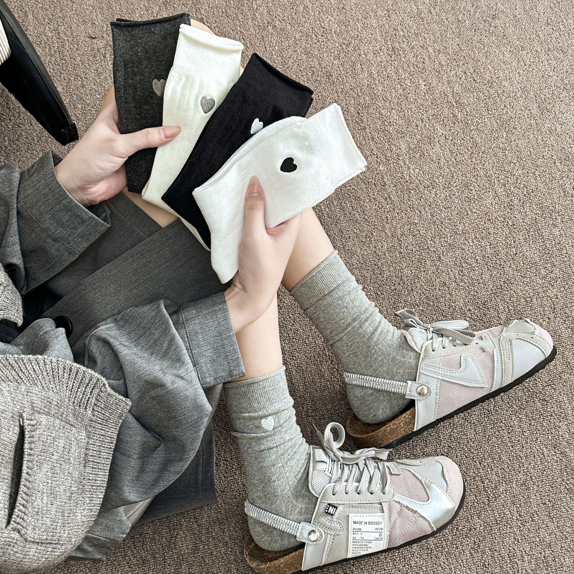 Meias de Coração Bordado