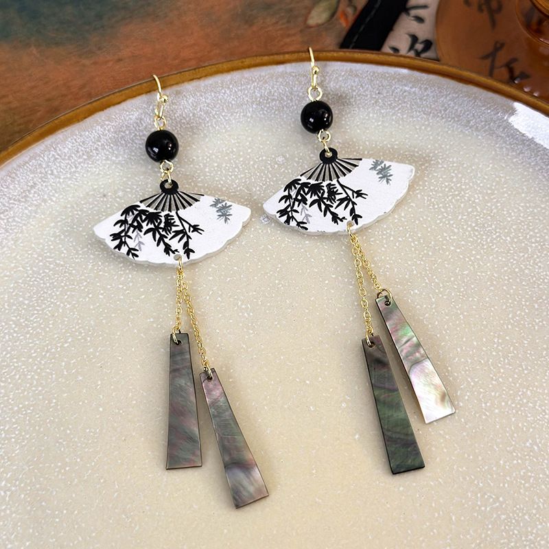 أقراط فنتج مروحة صينية صدفة شرابات