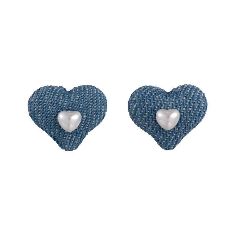 Orecchini Cuore e Tondo Blu Chiaro