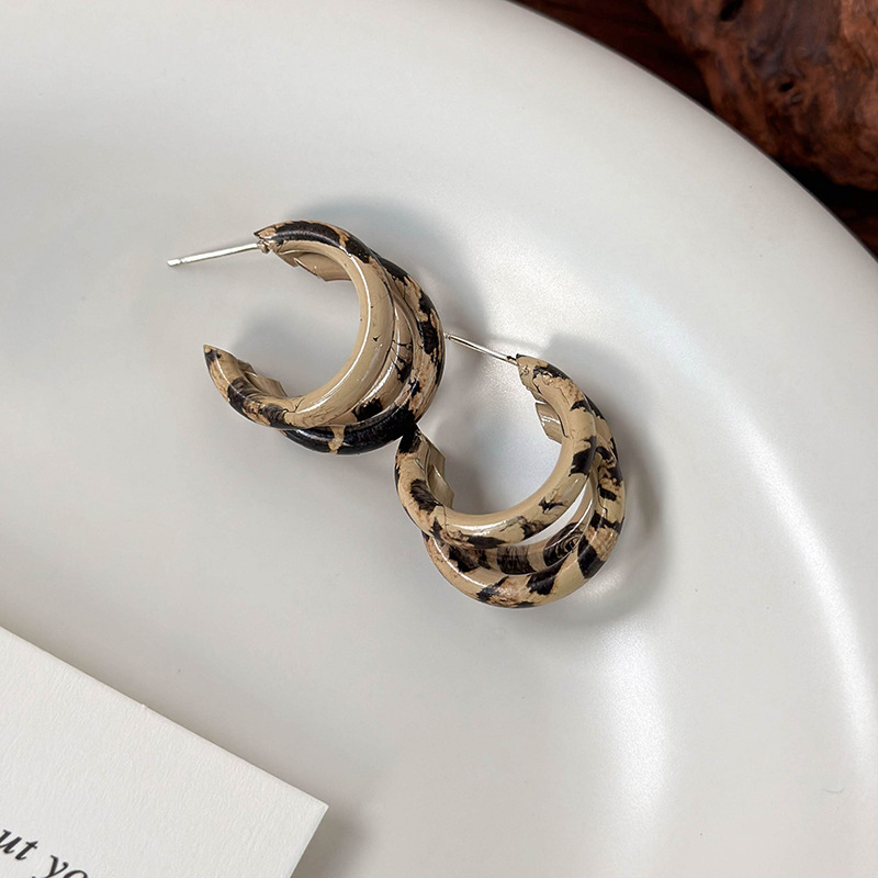 Cercei Dublu cu Print de Leopard