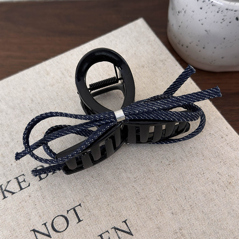 Заколки для волос с бантом из голубого денима