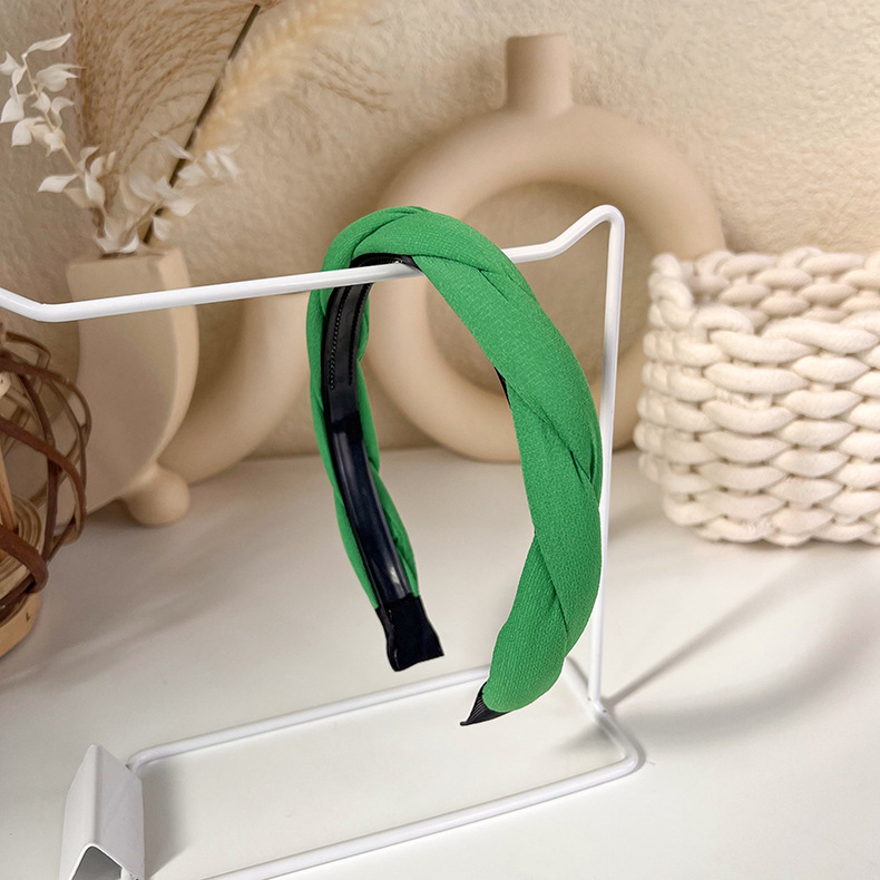 Băng Đô Rộng Dệt Màu Xanh Cổ Điển có Nơ