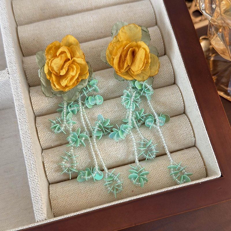 메쉬 플라워 이어링