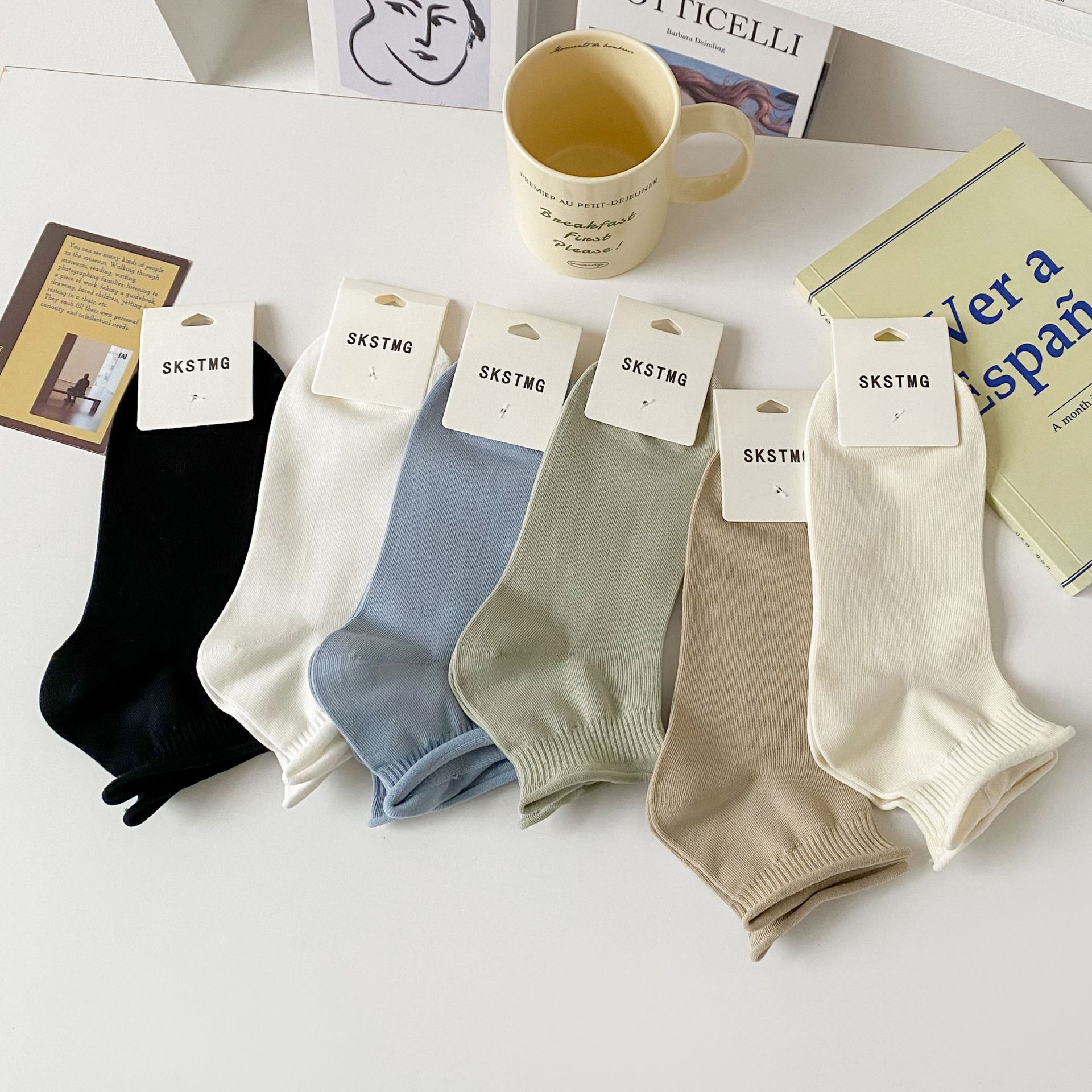 レディース通気性コットンノーショーソックス