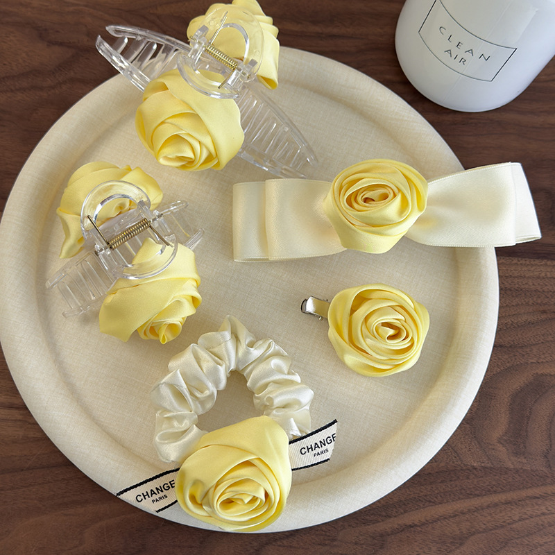 Pinza para el Cabello de Rosa Amarilla 3D