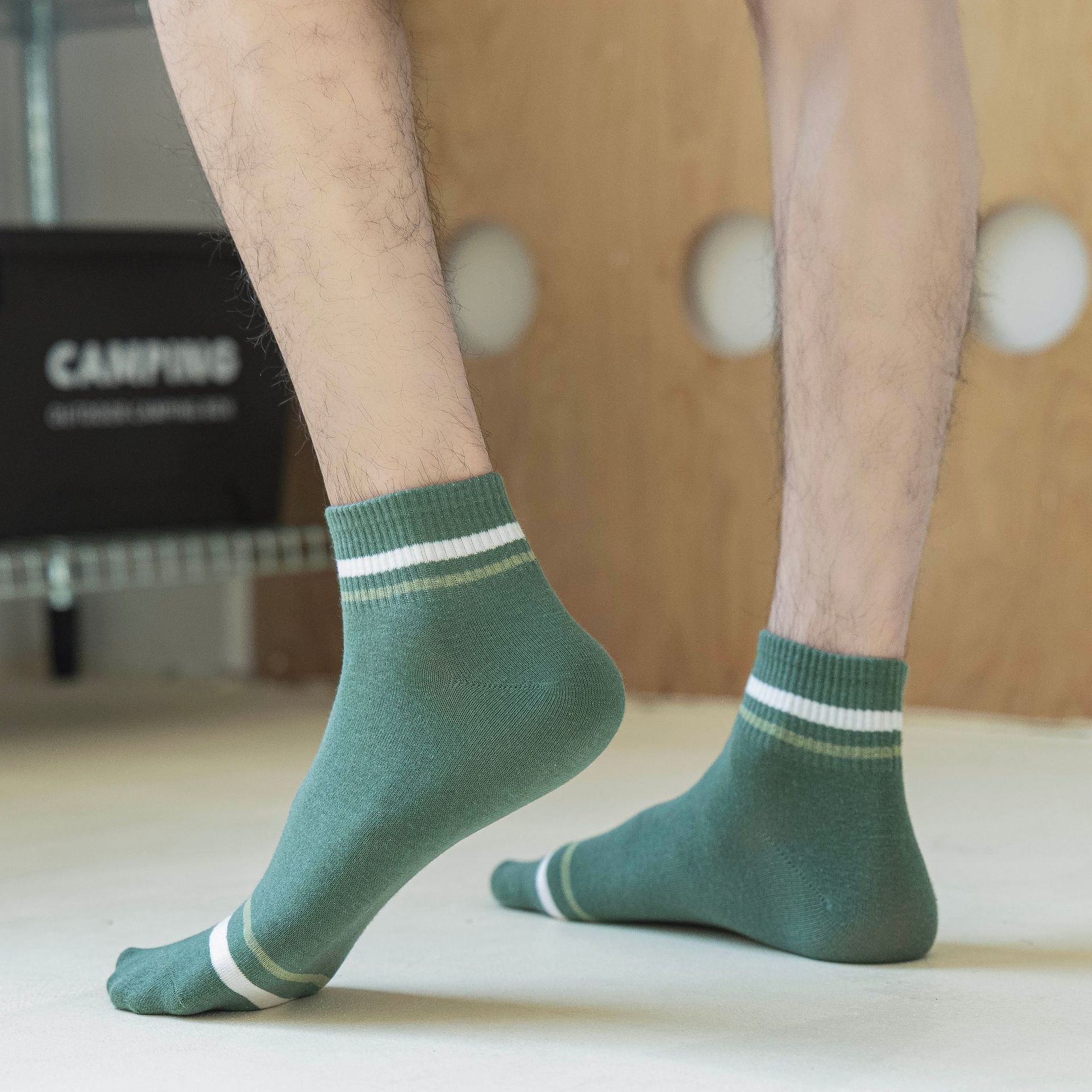 Чоловічі спортивні смугасті шкарпетки-невидимки з бавовни