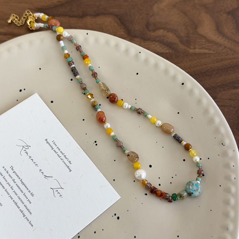 Natural Stone Pearl Bead Necklace