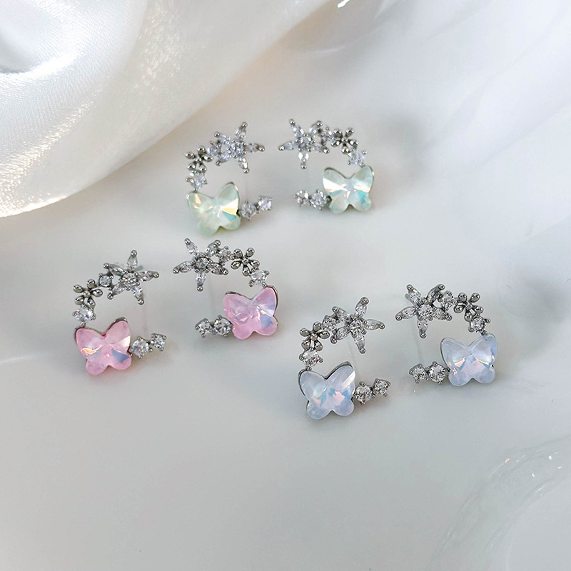 Boucles d'Oreille Papillon Florales