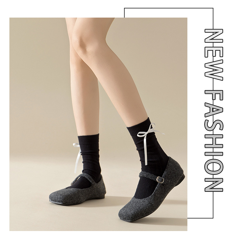 Meias Mid-Calf com Laço