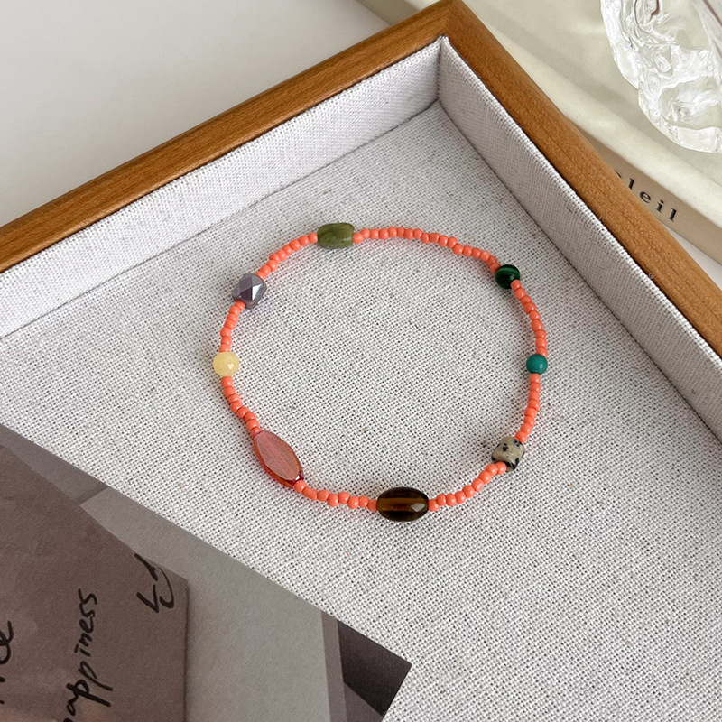 Κινέζικο Βραχιόλι με Πέτρες και Χάντρες Ρυζιού